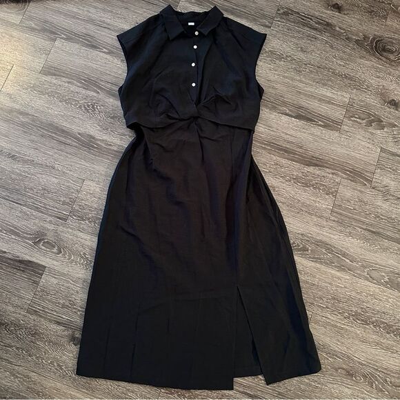 Old Navy Waist-Defined Twist-Front Midi Shirt Dress - Picture 1 of 5